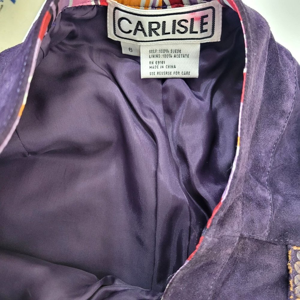 Carlisle Purple Embroidered Suede Jeans - Picture 8 of 8